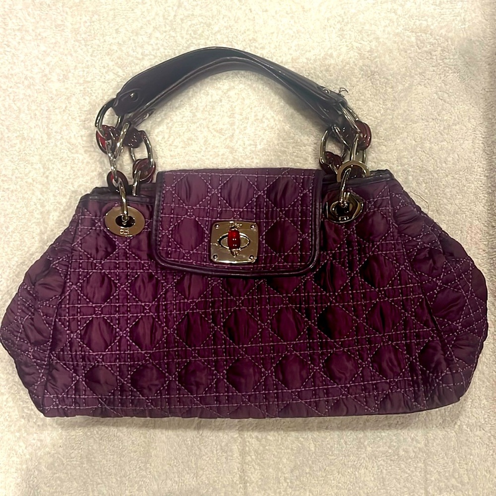 Dior Purple Satin Cannage Quilted Shoulder…